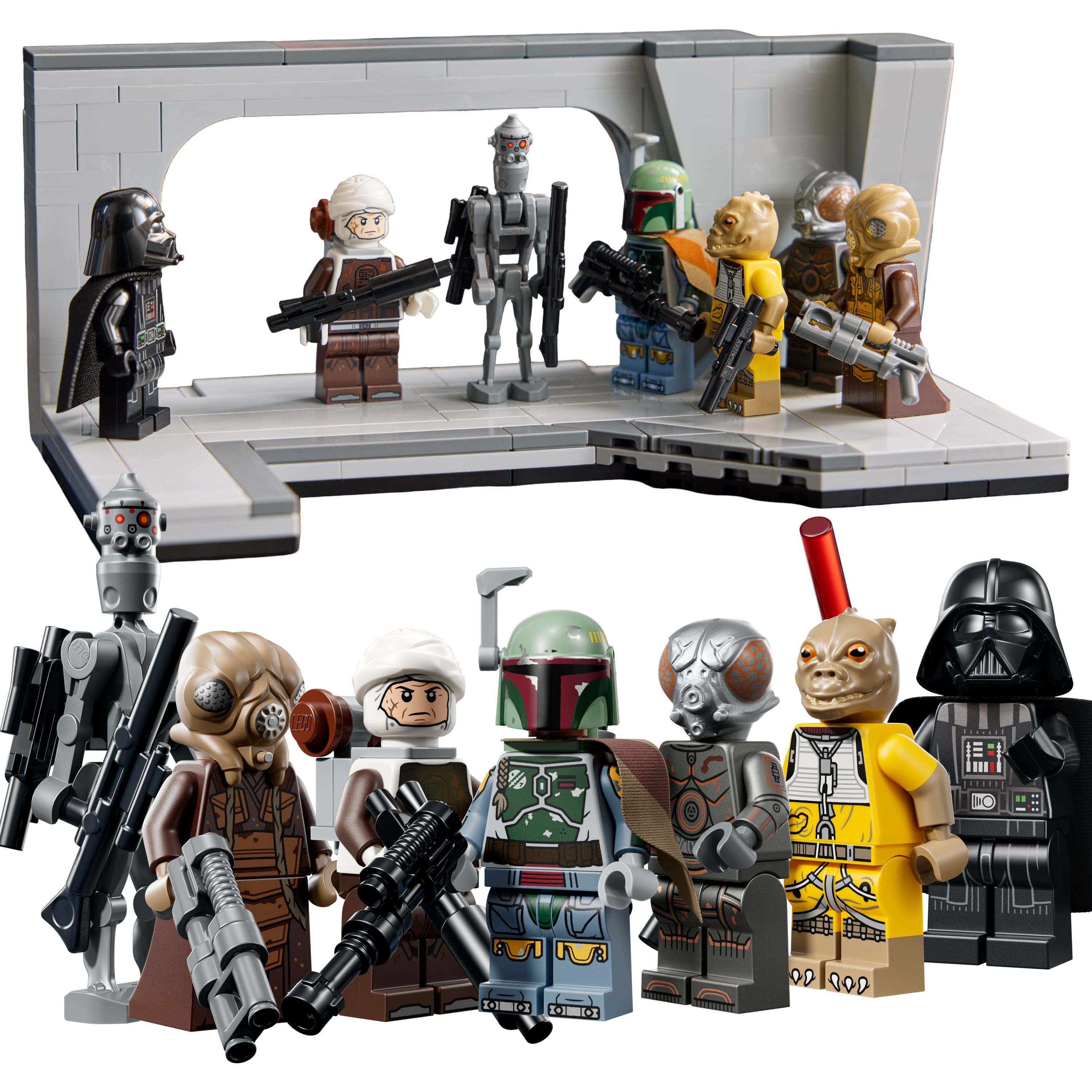 Diorama et les sept figurines du set 75457 Executor Super Star Destroyer